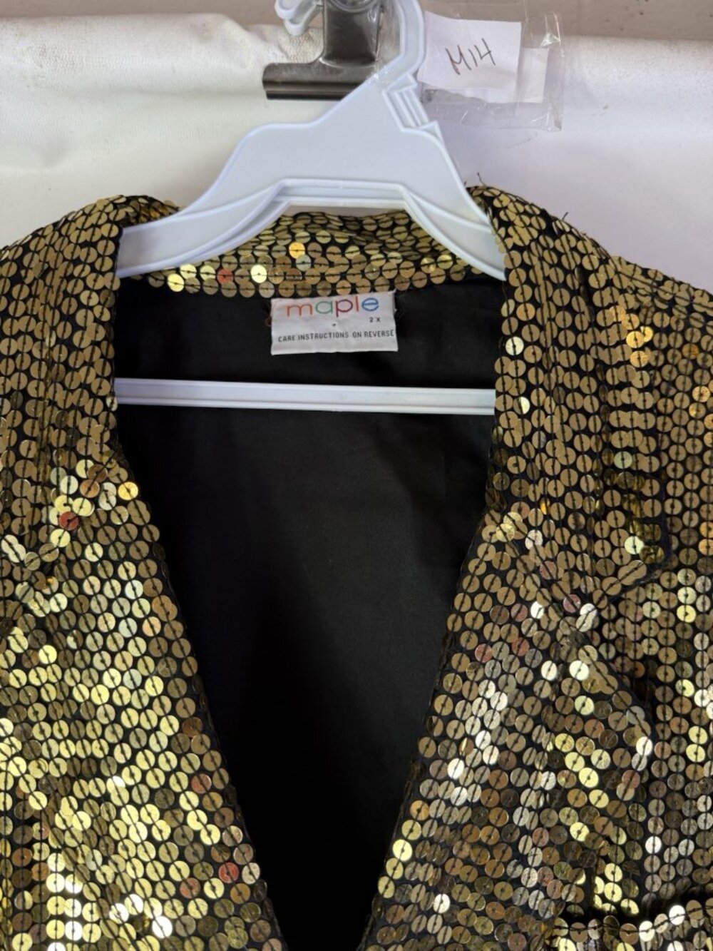 Vintage 80s Disco Gatsby Embellished Blazer Jacket Gold Silk Baggy - Picture 5 of 13